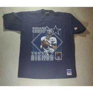 Vintage Troy Aikman Nutmeg Quarterback Club Tshirt Size Xl. Single Stitch